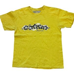 Yellow Hawaii Graphic T Shirt Men's Cotton Aloha Shirt Medium